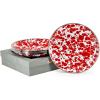 Golden Rabbit Enamelware Appetizer Plate Gift Set, Set of 4, Red Swirl(Red Swirl)
