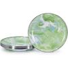Golden Rabbit Enamelware Appetizer Plates, 6 inch, Solid White Textured, Set of 4(Modern Monet)