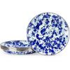 Golden Rabbit Enamelware Appetizer Plates, 6 inch, Solid White Textured, Set of 4(Ocean)