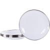 Golden Rabbit Enamelware Appetizer Plates, 6 inch, Solid White Textured, Set of 4(Solid White Textured)