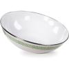 Golden Rabbit Enamelware Catering Bowl, 5 quart, Solid White Textured(Green Scallop)