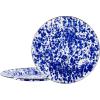 Golden Rabbit Enamelware Chargers, 12.5 inch, Solid White Textured, Set of 2(Cobalt Swirl)