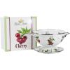 Golden Rabbit Enamelware Colander and Drip Plate Gift Set, Herbs(Cherry)