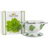 Golden Rabbit Enamelware Colander and Drip Plate Gift Set, Herbs(Lettuce)
