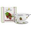 Golden Rabbit Enamelware Colander and Drip Plate Gift Set, Herbs(Strawberry)