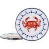 Golden Rabbit Enamelware Dinner Plates, 10.5 inch, Blue Crab, Set of 4(Crab House)