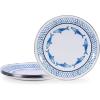 Golden Rabbit Enamelware Dinner Plates, 10.5 inch, Blue Crab, Set of 4(Fish Camp)
