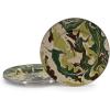 Golden Rabbit Enamelware Dinner Plates, 10.5 inch, Solid White Textured, Set of 4(Camouflage)
