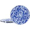 Golden Rabbit Enamelware Dinner Plates, 10.5 inch, Solid White Textured, Set of 4(Cobalt Swirl)