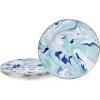Golden Rabbit Enamelware Dinner Plates, 10.5 inch, Solid White Textured, Set of 4(Lagoon)