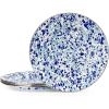 Golden Rabbit Enamelware Dinner Plates, 10.5 inch, Solid White Textured, Set of 4(Ocean)