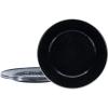 Golden Rabbit Enamelware Dinner Plates, 10.5 inch, Solid White Textured, Set of 4(Solid Black Textured)