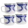 Golden Rabbit Enamelware Grande Coffee or Tea Mugs, 24 ounce, Camouflage, Set of 4(Blue Crab)
