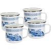 Golden Rabbit Enamelware Grande Coffee or Tea Mugs, 24 ounce, Camouflage, Set of 4(Fish Camp)