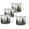 Golden Rabbit Enamelware Grande Coffee or Tea Mugs, 24 ounce, Camouflage, Set of 4(Forest Glen)