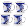 Golden Rabbit Enamelware Latte Coffee or Tea Mugs, 16 ounce, Blue Crab, Set of 4(Blue Crab)