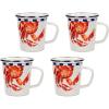 Golden Rabbit Enamelware Latte Coffee or Tea Mugs, 16 ounce, Blue Crab, Set of 4(Crab House)