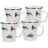 Golden Rabbit Enamelware Latte Coffee or Tea Mugs, 16 ounce, Blue Crab, Set of 4(Fishing Fly)