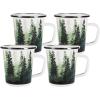 Golden Rabbit Enamelware Latte Coffee or Tea Mugs, 16 ounce, Blue Crab, Set of 4(Forest Glen)