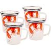 Golden Rabbit Enamelware Latte Coffee or Tea Mugs, 16 ounce, Blue Crab, Set of 4(Lobster)