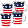 Golden Rabbit Enamelware Latte Coffee or Tea Mugs, 16 ounce, Blue Crab, Set of 4(Stars & Stripes)