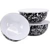 Golden Rabbit Enamelware Nested Mixing Bowls with Lids, Set of 3, Solid White Textured(Black Swirl)