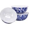 Golden Rabbit Enamelware Nested Mixing Bowls with Lids, Set of 3, Solid White Textured(Cobalt Swirl)