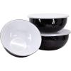 Golden Rabbit Enamelware Nested Mixing Bowls with Lids, Set of 3, Solid White Textured(Solid Black Textured)