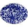 Golden Rabbit Enamelware Oval Platter, 12 x 16in, Solid White Textured(Cobalt Swirl)