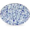 Golden Rabbit Enamelware Oval Platter, 12 x 16in, Solid White Textured(Ocean)
