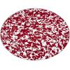 Golden Rabbit Enamelware Oval Platter, 12 x 16in, Solid White Textured(Red Swirl)