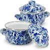 Golden Rabbit Enamelware Petite Tureens Pots, 16 ounce, Ocean, Set of 2(Ocean)