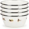 Golden Rabbit Enamelware Salad Bowls, 24 ounce, Blue Crab, Set of 4(Fishing Fly)