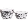 Golden Rabbit Enamelware Salad Bowls, 24 ounce, Solid White Textured, Set of 4(Black Swirl)