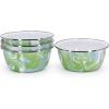 Golden Rabbit Enamelware Salad Bowls, 24 ounce, Solid White Textured, Set of 4(Modern Monet)
