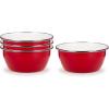 Golden Rabbit Enamelware Salad Bowls, 24 ounce, Solid White Textured, Set of 4(Solid Red Textured)