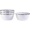 Golden Rabbit Enamelware Salad Bowls, 24 ounce, Solid White Textured, Set of 4(Solid White Textured)