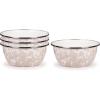 Golden Rabbit Enamelware Salad Bowls, 24 ounce, Solid White Textured, Set of 4(Taupe Swirl)
