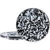 Golden Rabbit Enamelware Sandwich Plates, 8.5 inch, Solid White Textured, Set of 4(Black Swirl)