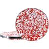 Golden Rabbit Enamelware Sandwich Plates, 8.5 inch, Solid White Textured, Set of 4(Red Swirl)