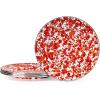 Golden Rabbit Enamelware Sandwich Plates, 8.5 inch, Solid White Textured, Set of 4(Sunset)