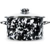 Golden Rabbit Enamelware Soup or Stock Pot, 6 quart, Solid White Textured(Black Swirl)