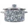 Golden Rabbit Enamelware Soup or Stock Pot, 6 quart, Solid White Textured(Grey Swirl)