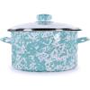 Golden Rabbit Enamelware Soup or Stock Pot, 6 quart, Solid White Textured(Sea Glass)