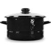Golden Rabbit Enamelware Soup or Stock Pot, 6 quart, Solid White Textured(Solid Black Textured)