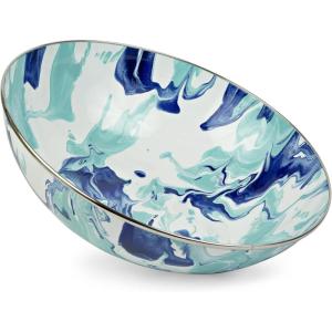 Golden Rabbit Enamelware Catering Bowl, 5 quart, Solid White Textured(Lagoon)