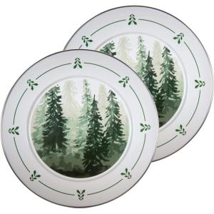 Golden Rabbit Enamelware Chargers, 12.5 inch, Blue Crab, Set of 2(Forest Glen)