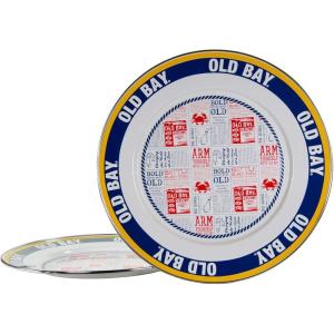 Golden Rabbit Enamelware Chargers, 12.5 inch, Blue Crab, Set of 2(Old Bay)