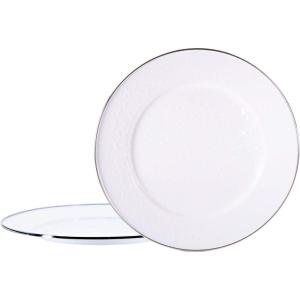 Golden Rabbit Enamelware Chargers, 12.5 inch, Solid White Textured, Set of 2(Solid White Textured)