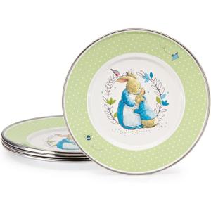 Golden Rabbit Enamelware Child Plates, 8.5 inch, Elephant, Set of 4(Polka Dot Peter)